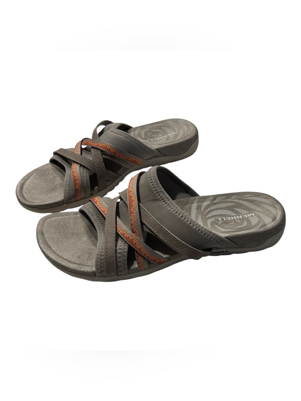 Merrell Women's Terran 3 Cush Slide Sandals Grey Orange Slip-on Size 8